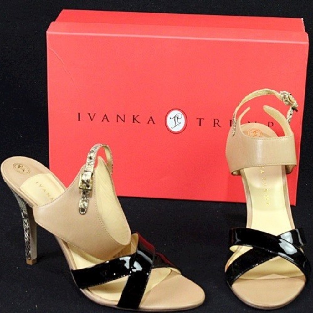 Ivanka Trump Mixed Leather Heeled Sandal Sz 9.5